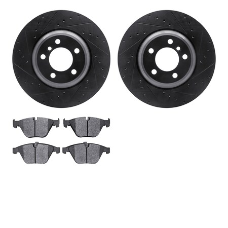 Dynamic Friction Company Front Brake Rotors-Drilled and Slotted-Black with 5000 Advanced Brake Pads 8502-31358